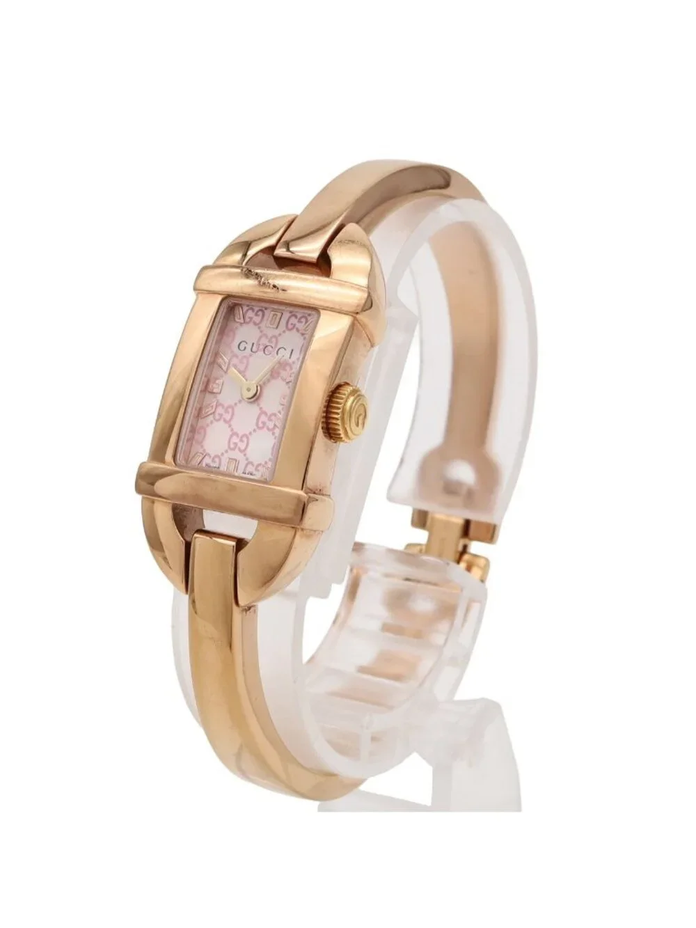 Gucci Bangle Watch Pink Shell Dial Sherry Line Pgp Quartz